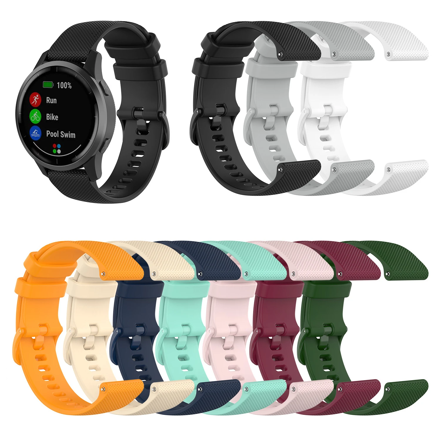 Assista Strap com Dustproof Plug, Pulseira De Silicone, Garmin Venu Vivoactive 3 4S 4 Forerunner 245