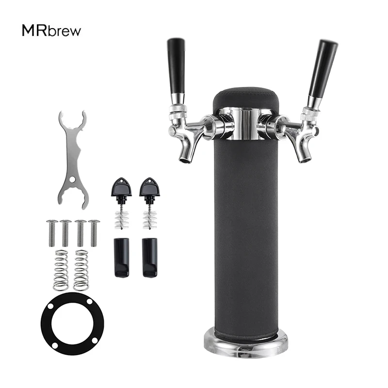 

Beer Tower With Black Cover,Double Beer Tap Beer Dispenser,Beer Faucet Keg Tower For Bar /Homebrew/Party