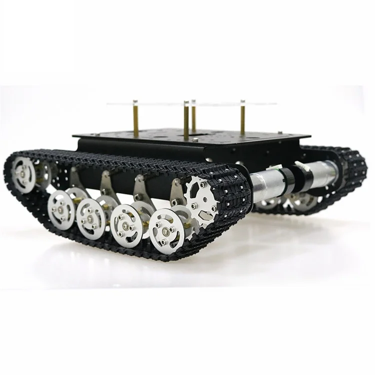 Metal Shock Absorbing Tank Chassis Double-layer Robot Car Chassis With Acrylic Panel For Arduino/Nodemcu/ Raspberry Pie TS100