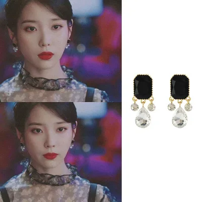 Square hanging  DEL LUNA Hotel IU Korean dramas TV New Eardrop ресницы piercing For Women Earrings pendientes brincos ornament