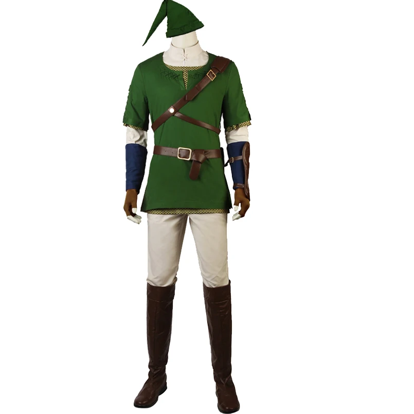 

Carnival Halloween Twilight Princess Cosplay Link Costume Hot Game Adult Party Outfit Green Link Sheikah Slate Suit