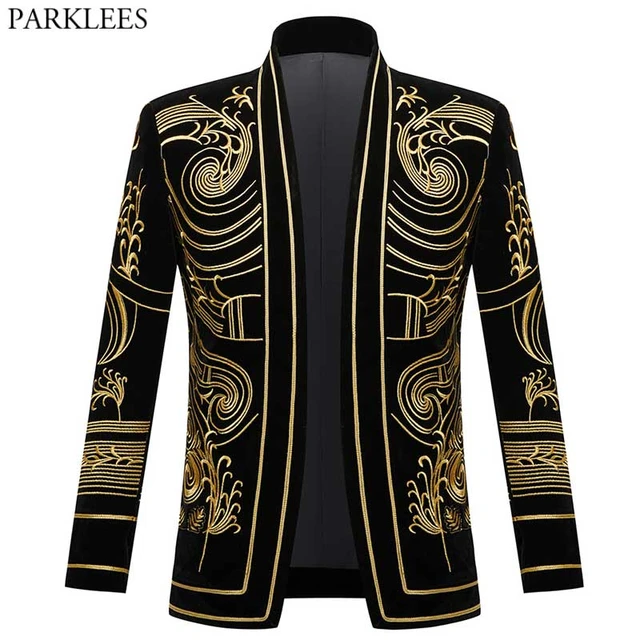 Clothing Men Embroidery Baroque Velvet Embroidery Blazer Jacket Blazer Jacket Men Aliexpress