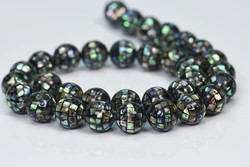 1 Strand 10-16mm Natural Abalone Paua Shell PandaHall Ball Mosaic Loose Round Beads  Jewelry Making