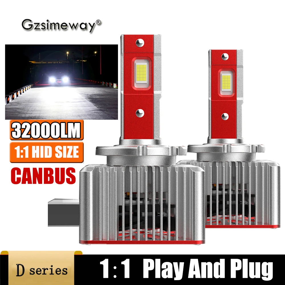 

2PCS D1S LED Lamp D2S D3S D4S D5S D8S D1R D2R D3R D4R Canbus LED Car Headlight Bulb 70W 32000LM 6000K 12V Auto Lights Plug&Play