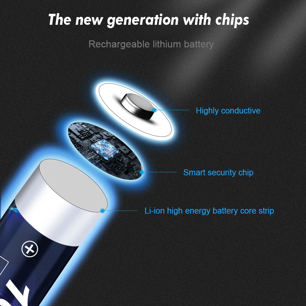 1,5 в AAA перезаряжаемая батарея 1,5 МВт/ч AAA в литий-ионные перезаряжаемые батареи + светодиодное умное зарядное устройство для перезаряжаемых ...