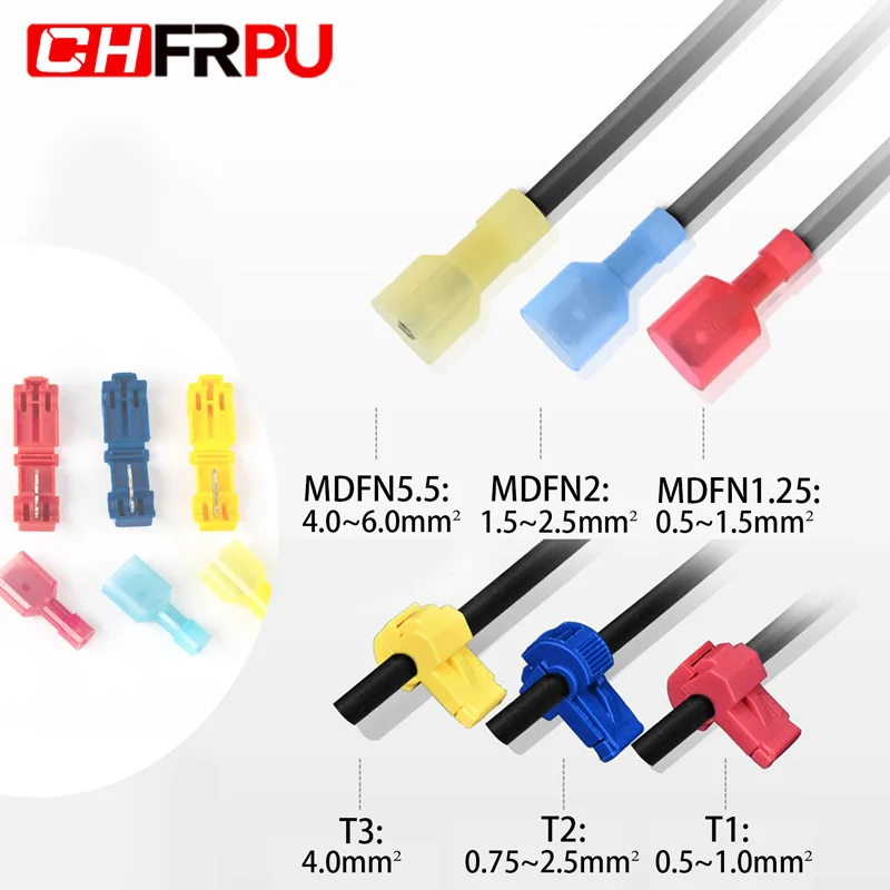 CHFRPU 10Pcs（5set）Quick terminales electricos para cable wire connector Crimp lock Waterproof kit tools blue yellow red