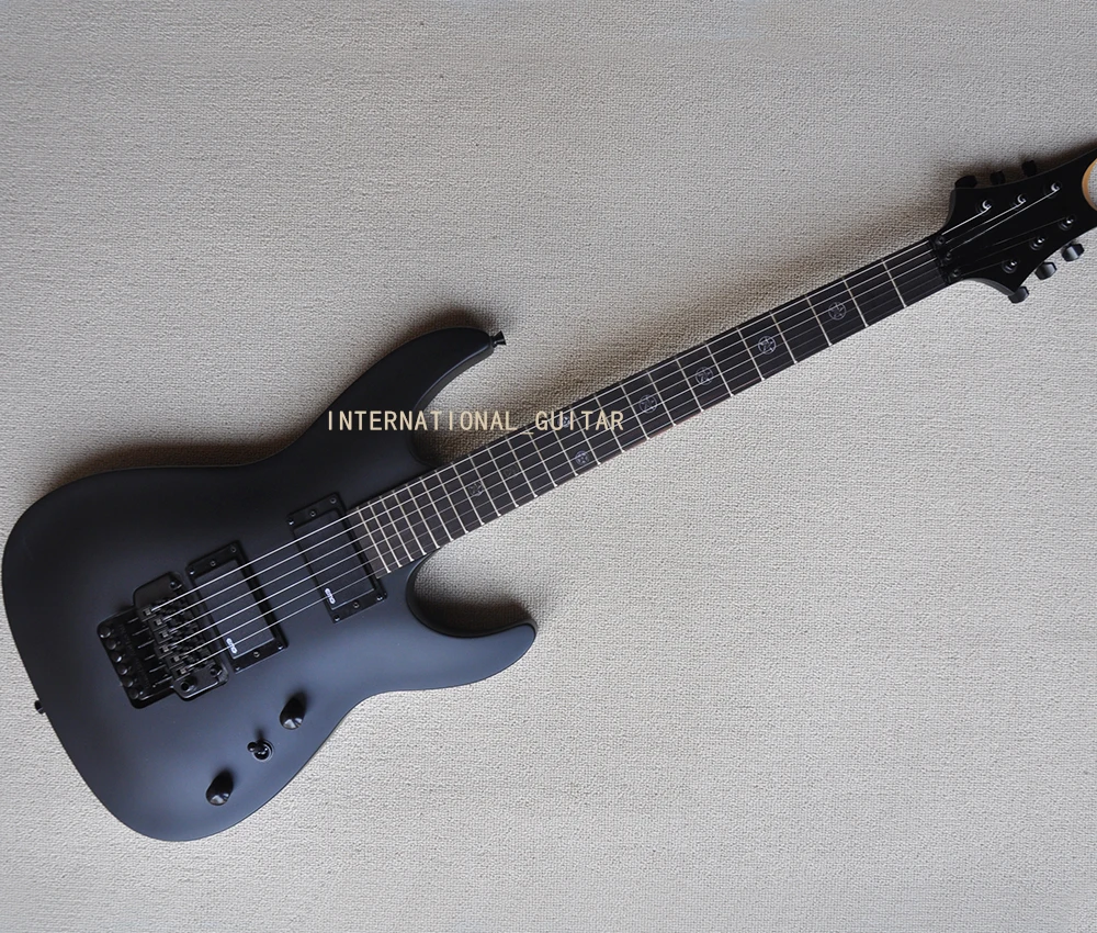 6 Strings Matte Black Unusual Shaped Electric Guitar with 24 Frets,Rosewood Fretboard