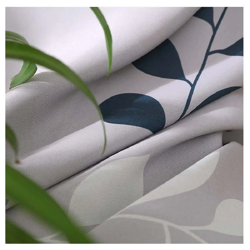 Modern Blackout Curtains for Living Room, Window Blinds Print, Finished Drape, Home Decoration, Green and Blue Leaf