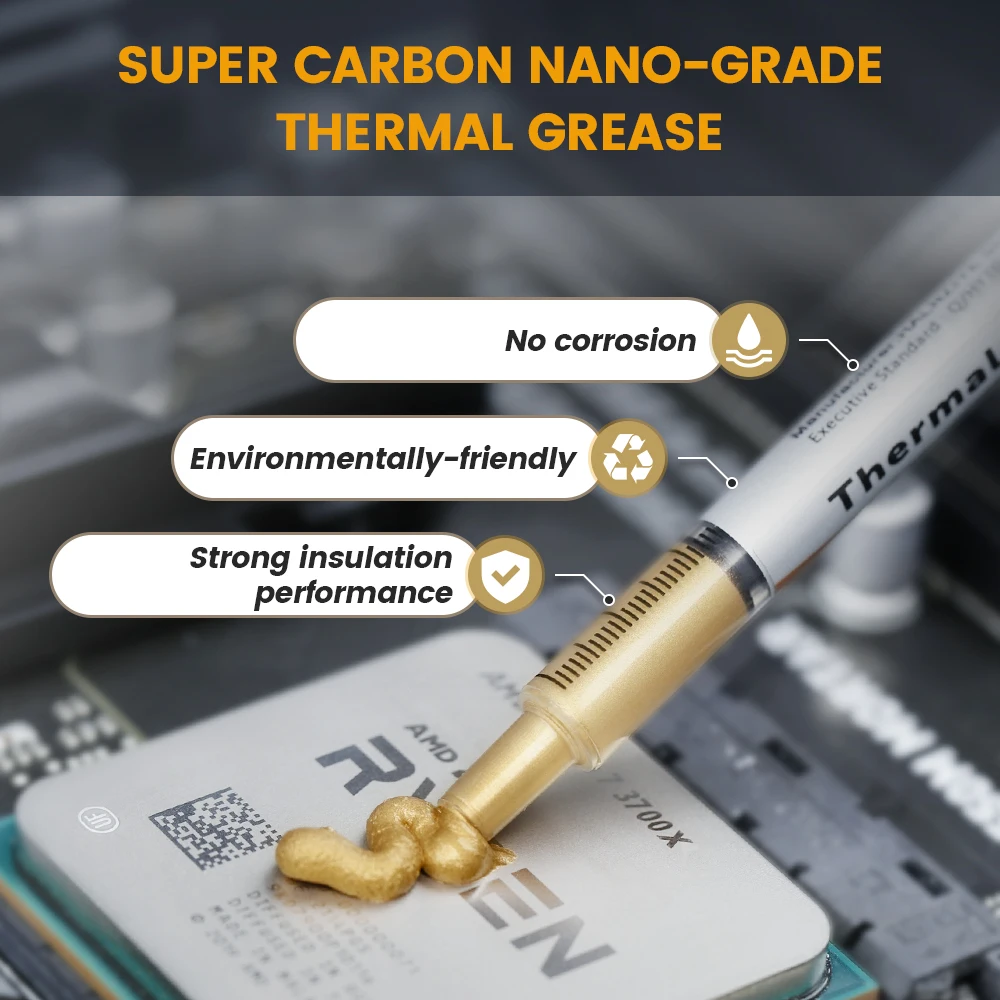 AMPCOM-Composto de graxa térmica de silicone para resfriamento, Heastsink, alta condutividade, apto para CPU, GPU, PS4, XBOX