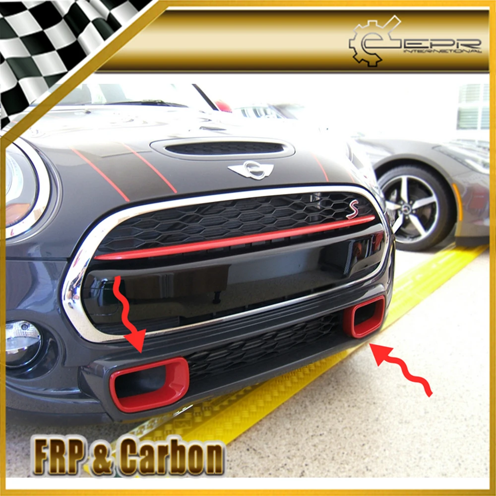 Обшивка переднего вентиляционного отверстия из карбона для Mini F55 F56 Mini Cooper S 2013 +, комплект обшивки переднего бампера из углеродного волокна для воздухозаборника, тюнинг F55 F56