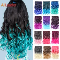 Extensões do cabelo sintético ombre fake hairpieces alileader favorito 5 grampos no cabelo onda longa grampo na extensão do cabelo