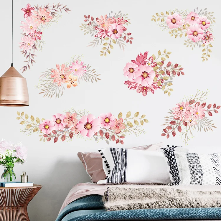 Wunderschöner Blumencluster-Wandaufkleber für Wohnzimmer und Schlafzimmer, Hintergrunddekoration, Tapete für Zuhause, Kunst-Aufkleber, Verschönerungs-Sticker – Detail 4
