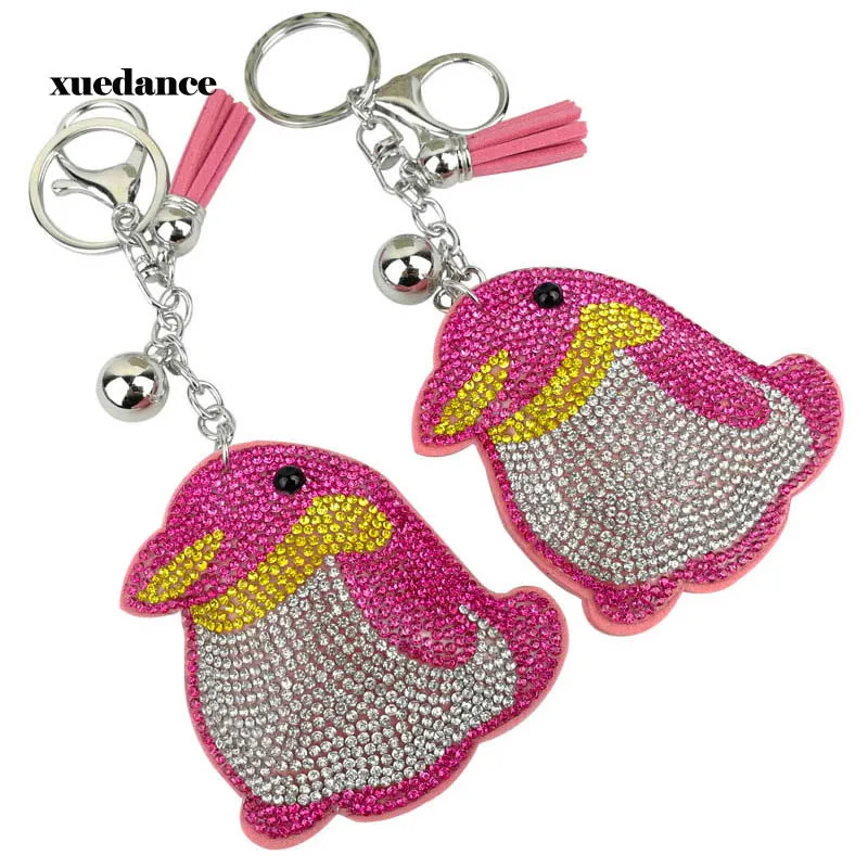 Full Crystal Rhinestone Penguin  Sea Lion Keychain Car keyrings Women's bags Decoration Accessories horse Pendants Jewelry