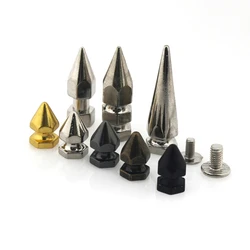 10pcs Solid Metal Screwback Cone Studs Bullet Spikes Punk Rivets for Leather Craft Bag Garmet Shoes Decor Pet Collar Anti-bite