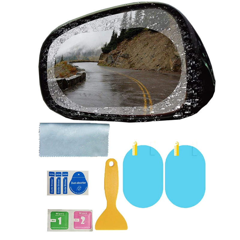 1 Pair Hydrophobic Film Rearview Mirror Rainproof Driving Safe Scratch-Resistant Stickers Waterproof Car Mirror Film