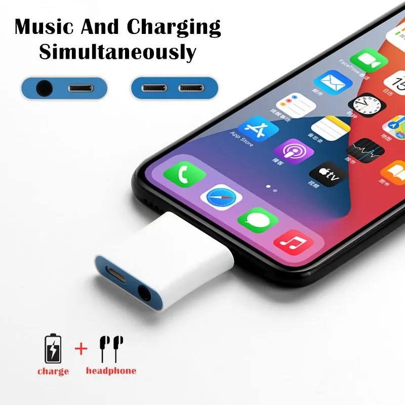 Converter Adapter Lightning to 3.5mm Earphone Audio Dock For iPhone 11 12 Pro 7 8 plus X XS Max Charger Cable Aux Jack Splitter