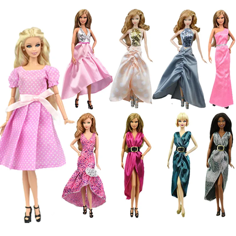 1 Set Barbies Dress Fashion Sleeveless Backless Long Sequin Slim Casual Party Fishtail Dress Clothes For Barbies Ken Doll Gift