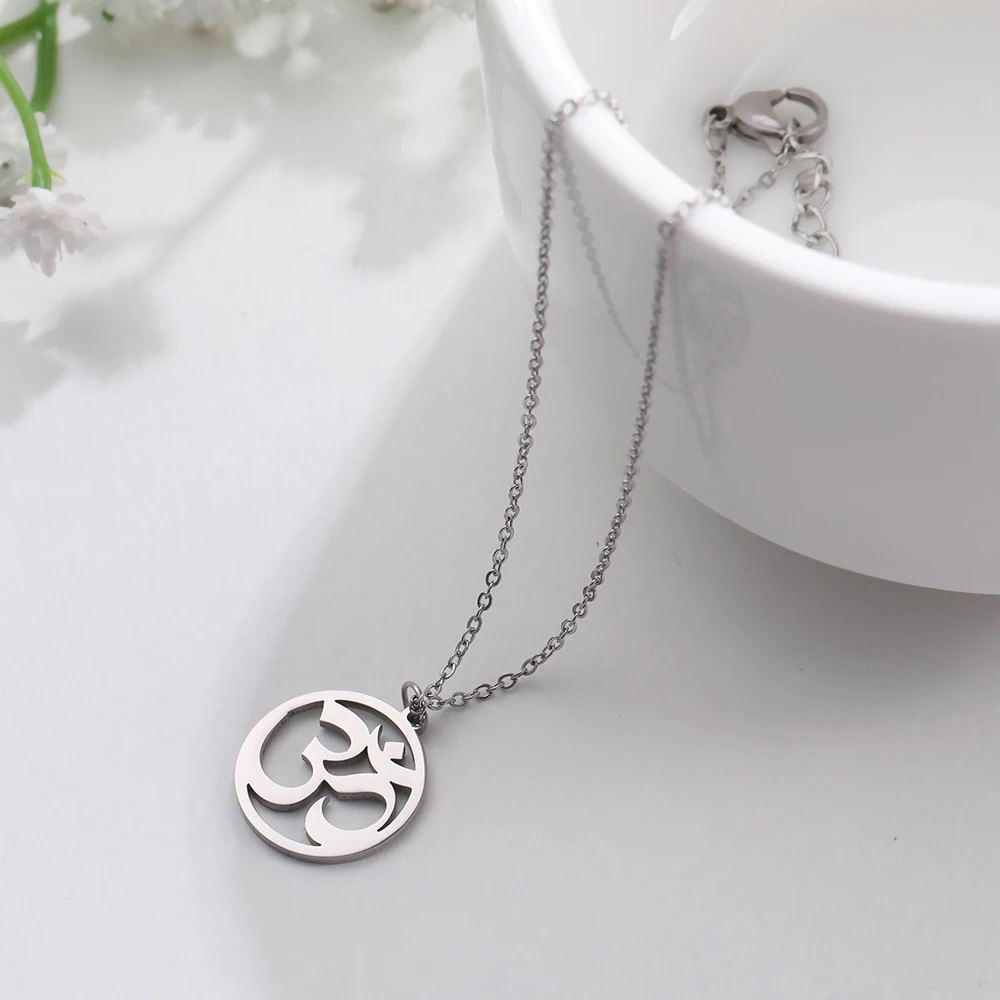 Unift Buddhism Hindu Yoga Om Aum Necklace For Men Women Supernatural Talisman Amulet Stainless Steel Jewelry Shiva Accessories