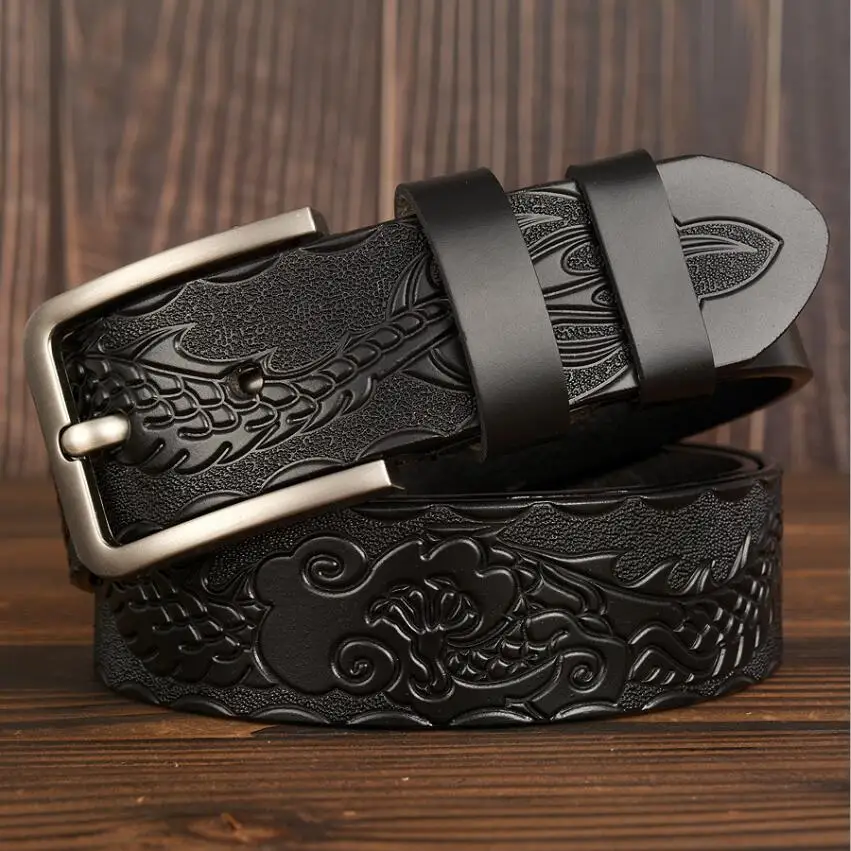 

Men Genuine Leather Dragon Belt High Quality Luxury Jeans Belts Male Business Belt Vintage Waistband Strap Cowboy ZLB409