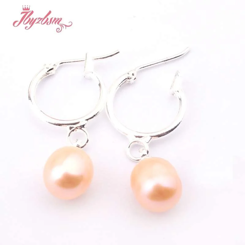 7x8-8-9mm Oval Genuine Freshwater Pearl Beads Natural Stone Beads Fashion Jewelry Earrings For Woman Christmas Gift 1 Pair