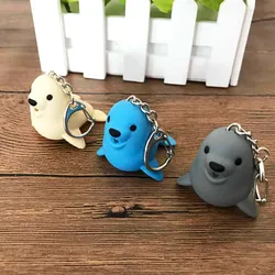 Sea Lion LED Lights Keychain Luminous Vocal Mini Flashlight Key Chains Child Kids Toys Gift Women Men Party Jewelry