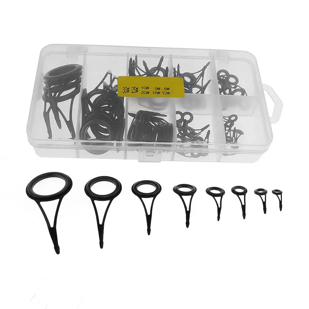 

75pcs/lot 1 Box 8 Sizes Fishing Rod Guides Kits Ceramics & Stainless Steel Circle Fishing Rod Accessories Repair Tool