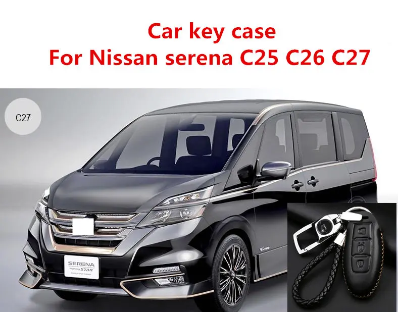 Car remote control case For Nissan serena C25 C26 C27 key case serena key cover hand-sewn leather