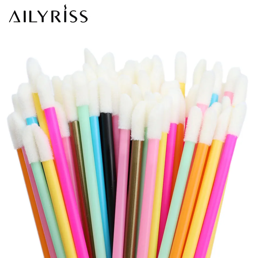 Disposable Lip Brushes 50pcs Eyelash Cleaning Makeup Removing Tools Lipstick Lip Gloss Mascara Wands Set Cosmetic Applicator