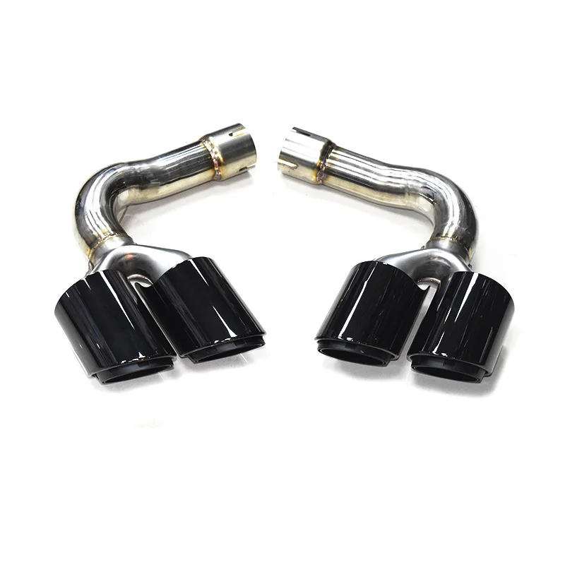 1 Pair 304 Stainless Steel Exhaust Tip For 2016-2018 Audi Q7 Up To SQ7 Four Tips Black Nozzle Muffler Tip Tailpipe