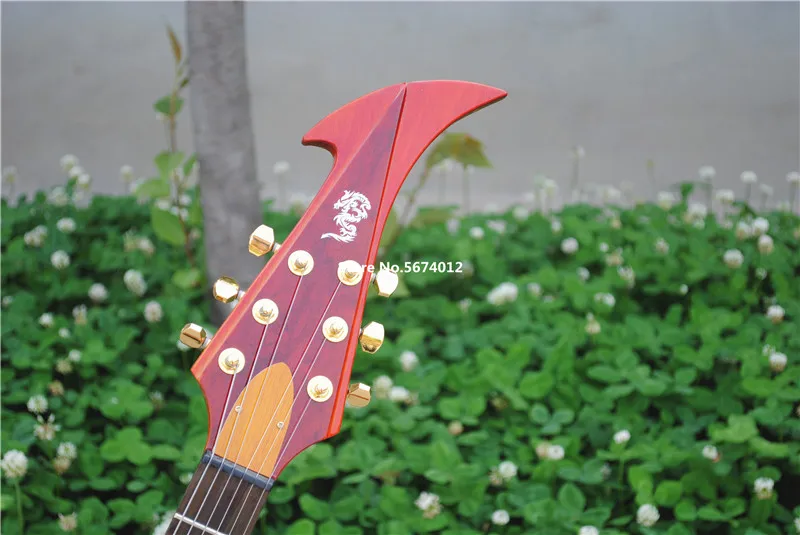 New customized version of goose shaped shaped electric guitar rosewood veneer sun flame fingerboard Mosaic, customizable