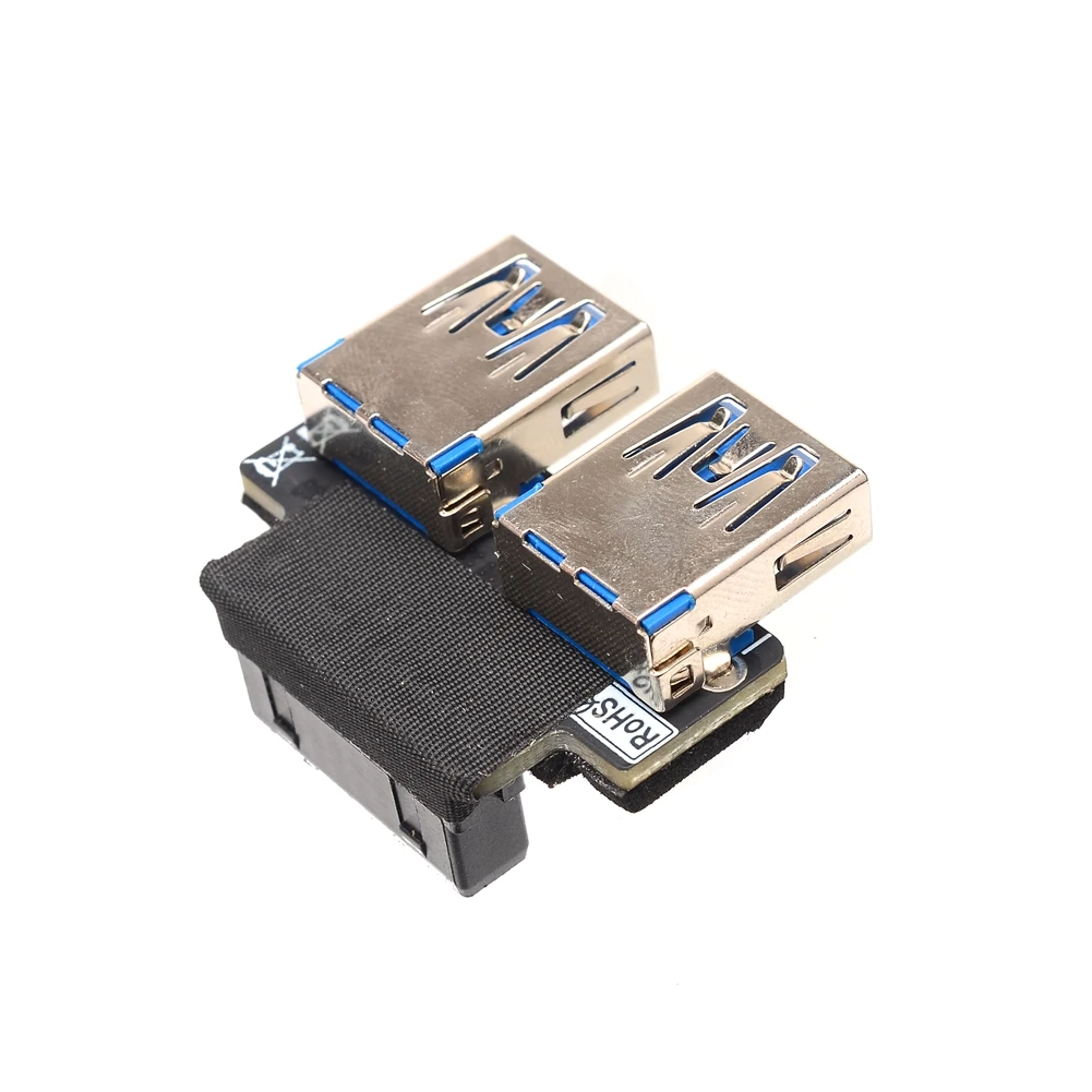 Adaptador de placa base de escritorio de 20 pines A USB 3,0 Dual, de 19 pines conector hembra/20P A 2 puertos USB 3,0 A lector de tarjetas