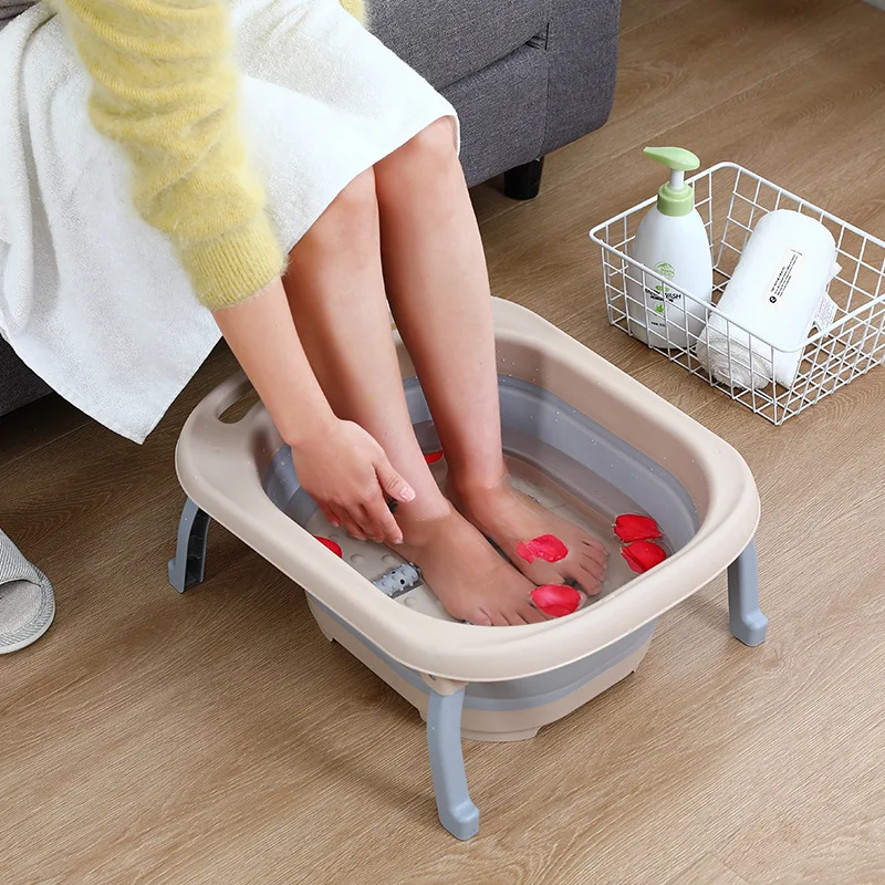 Folding Foot Washing Bucket Foot Soaking Bucket Household Plastic Massage Comfortable Foot Soaking Basin Portable Folding