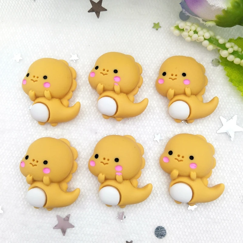 10 sztuk żywica Kawaii Mix kolorowe Meng pet dinozaury Flatback Cabochon kamień księga gości DIY wystrój domu figurka rzemiosło