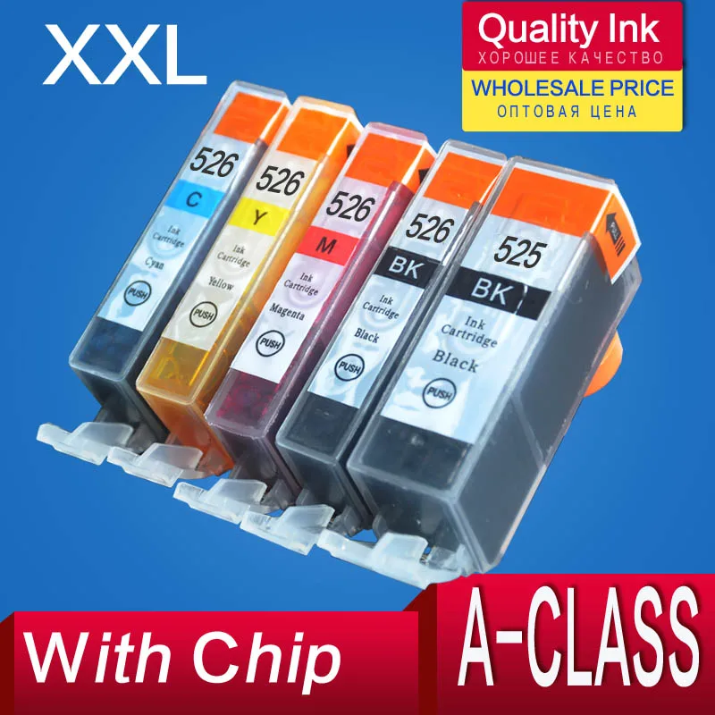 6COLOR For Canon MG 6150 6250 Ink Cartridge High Capacity Printer PGI525