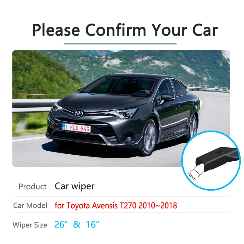 Car Wiper Blade for Toyota Avensis T270 2010~2018 Windscreen Windshield Wipers Brushes 2011 2012 2013 2014 2015 2016 Car Goods