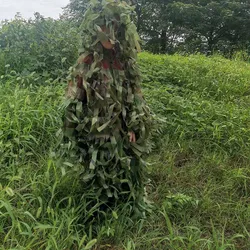 Outdoor Kids 3D Ghillie Suit Camouflage Clothes Jungle Suit CS Game Training Leaves Clothing Hunting Hooded Jacket Pant