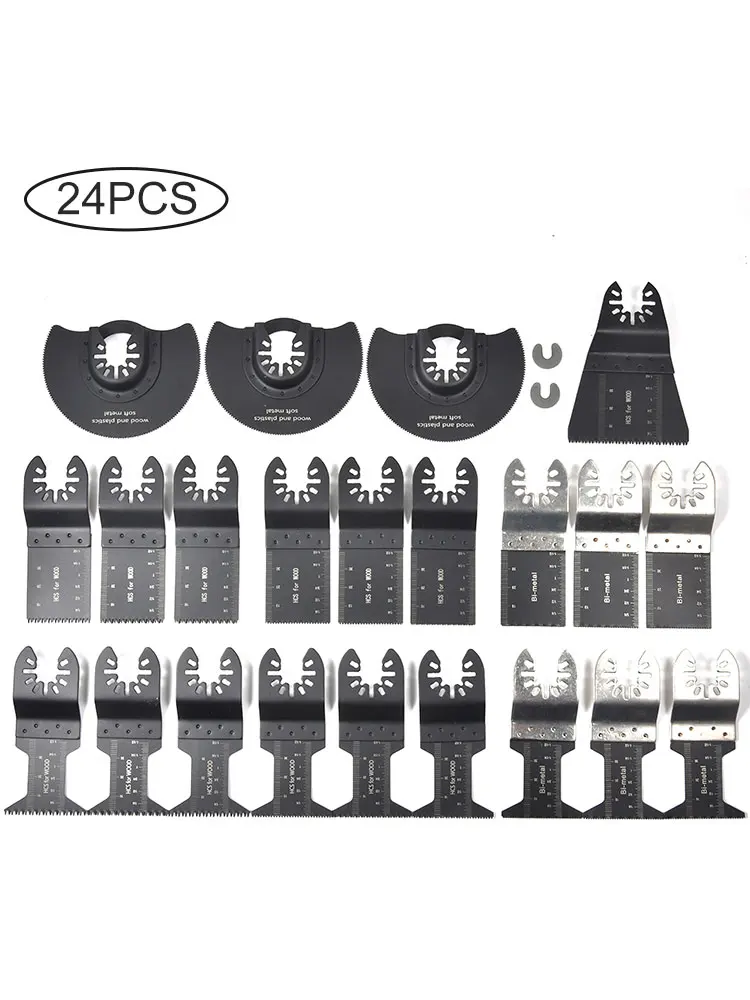 24PCS Oscillating Saw Cutters Universal Multi Tool Quick Release Saw Cutters Kit Cutting Oscillating Tool For Metal Wood Plastic