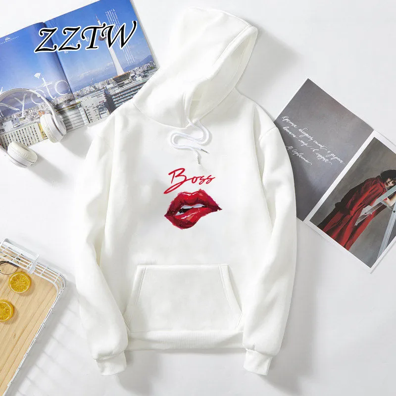 Mouth Lip Kiss Women Hoodie New Hoody Autumn female Tops Funny Rainbow Graphic Hoodies Femme Harajuku Sweatshirt dropshipping