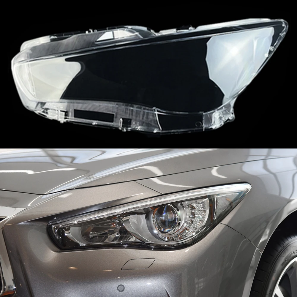 Car Headlight Cover Lens Glass Shell Front Headlamp Transparent Lampshade Auto Light Lamp For Infiniti Q50 Q50L 2013~2019