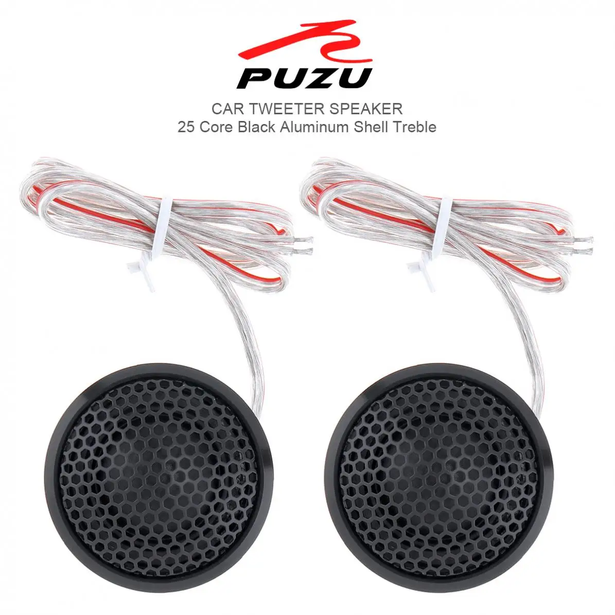 

PZ-B25 2Pcs 120W Black Aluminium Shell Transparent Silk Stretch Film Hifi Speakers Auto Radio Stereo Speaker for Cars