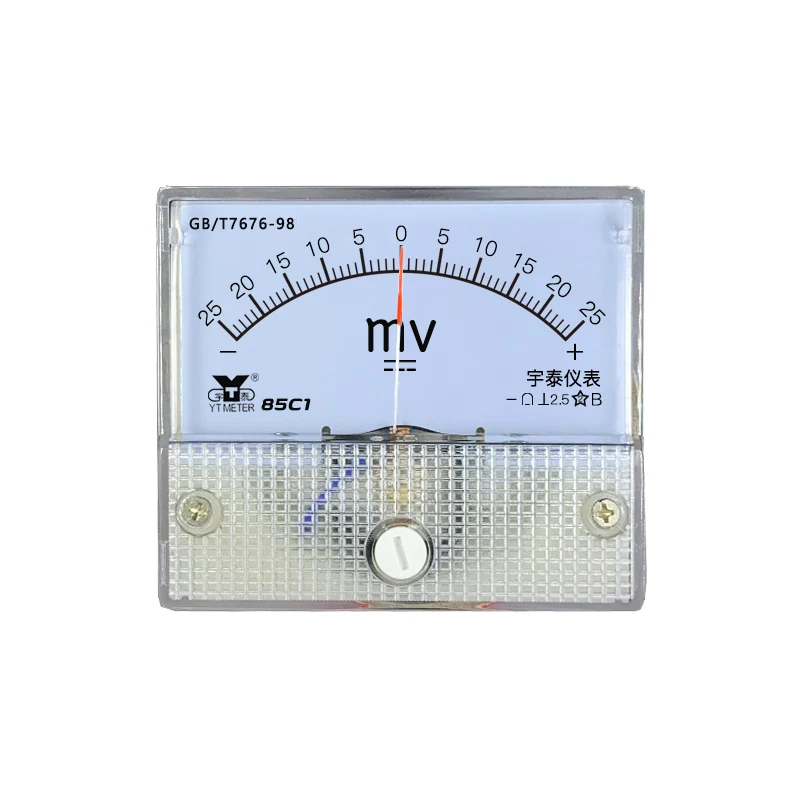 85C1 DC positive and negative millivoltmeter bidirectional pointer meter DC ± 20mV 25mV 50mV 75mV 100mV 500mv voltmeter installa