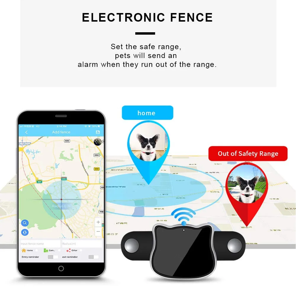 New Design Pet GPS Tracker Waterproof IP65 Geo-fence Google Track GPS For Cat Collar Mini Dog GPS Locator PK TK909