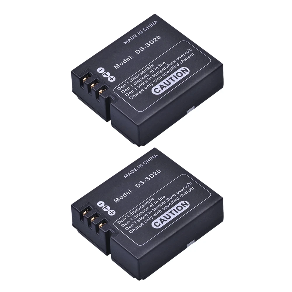 2Pcs 1000mAh DS-SD20 SD20 DS SD20 Batteries for AEE Magicam SD18 SD19 SD20 SD21 SD22 SD23 SD30 Rollei 3S Action Sports Cameras