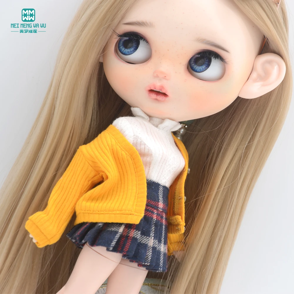 Kleidung für Puppen, passend für Blyth Azone OB22 OB24, Puppenzubehör, modische Jacke, Strickjacke, Minirock, Hemd – Detail 7