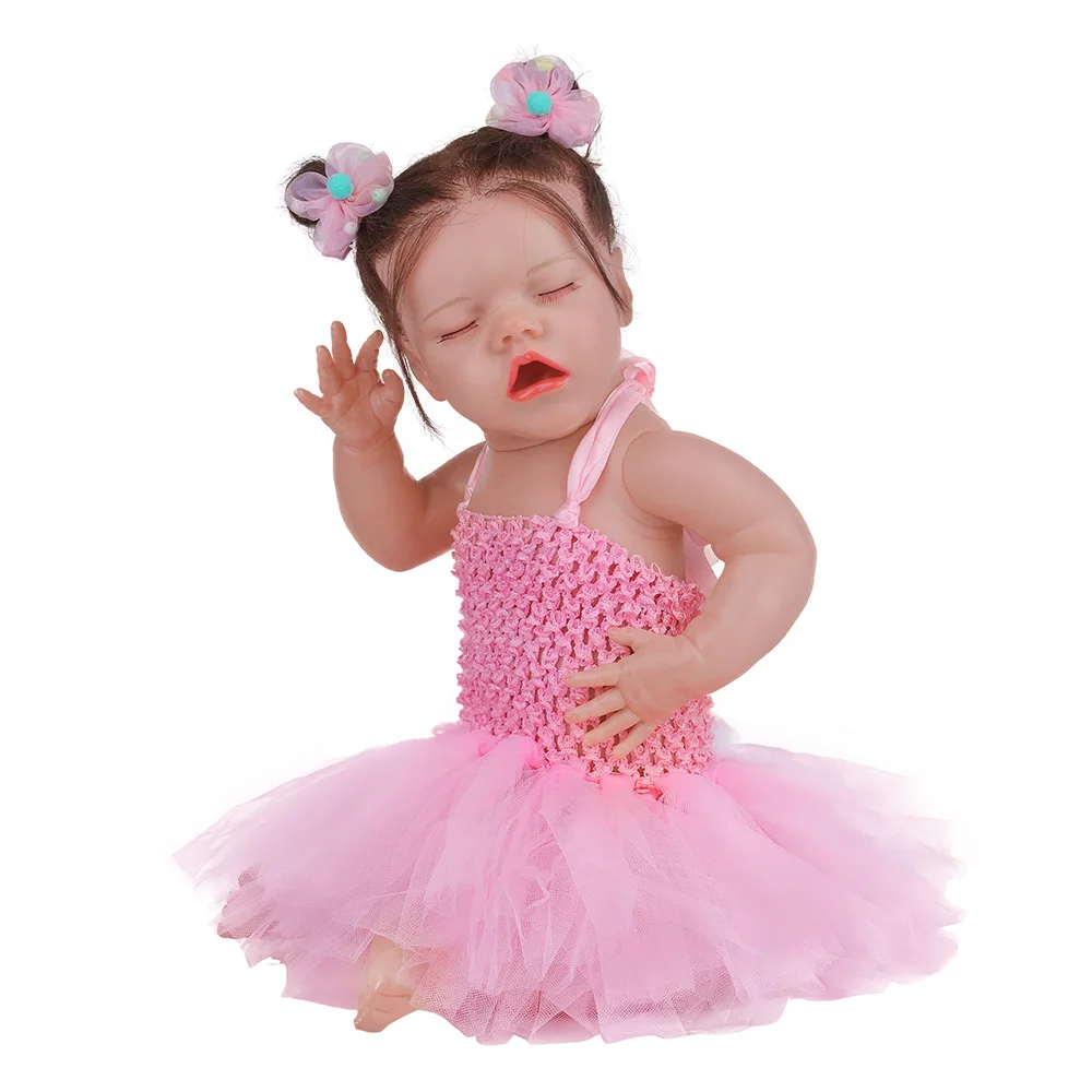 FEELWIND Twin A  Vinyl Reborn Baby Doll for Children 17 Inches Realistic Lifelike Toddler Babies Kids Toy Gifts