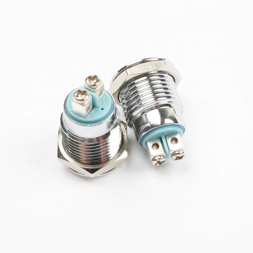 1PC 12mm LED Metal Indicator Light Flat Waterproof Signal Lamp Light 3V6V 12V 24V 220V Screw Connect Red Yellow Blue White Green