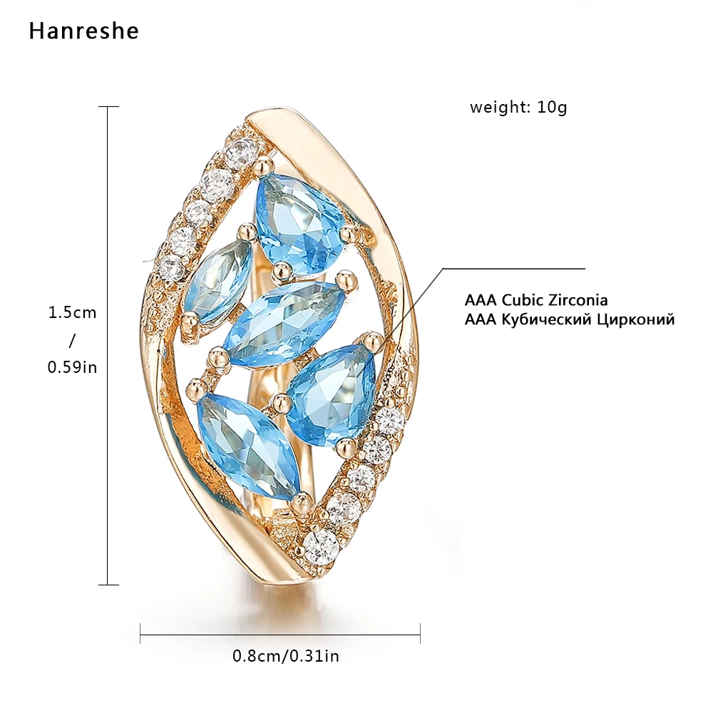 Hanreshe Ladies Trend Natural Zircon Earrings Fine Jewelry High Quality Wedding Reception Decoration Women Studs Earring Jewelry