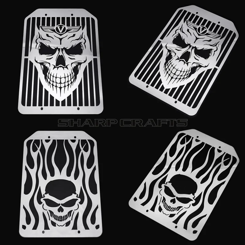 Motorcycle Accessories Steel Flame Skull Radiator Grill Cover Protector Water Tank Cooler Cap For KAWASAKI VULCAN VN 1700