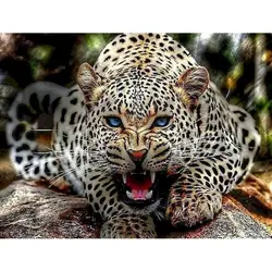 Leopard Painting By Number Animal DIY Kits For Adults Acrylic Paint On Canvas With Framed Drawing Coloring By Number Home Decor