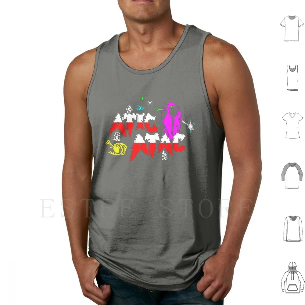 Atic Atac Tank Tops Vest Sleeveless Zx Spectrum Retro Pixel Game Computer Video Atic Atac Attic Attack